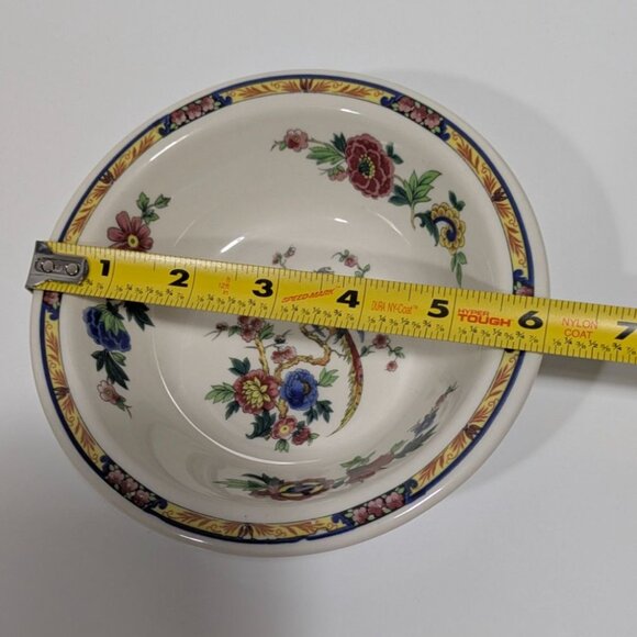 Syracuse China Dewitt Clinton Pilgrim 6" Rim Cereal Bowl Floral Bird Vintage USA - Picture 6 of 11
